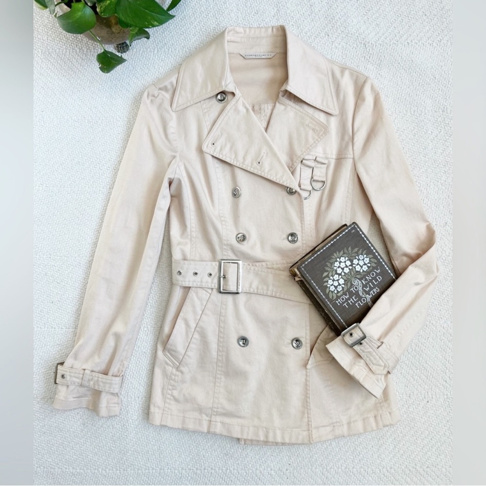 X Chromosome In X Tan Short Trench Coat Jacket